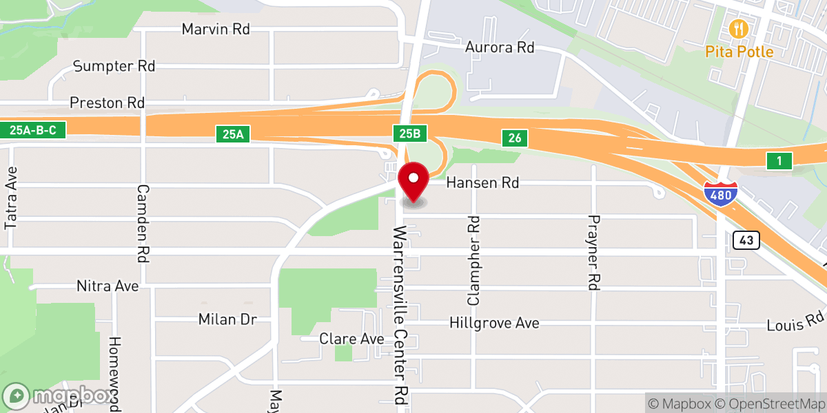 Map showing location of Warrensville Rd Community Baptist