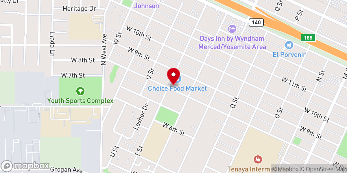 Map showing location of Merced Bethel Seventh-day Adventist Church