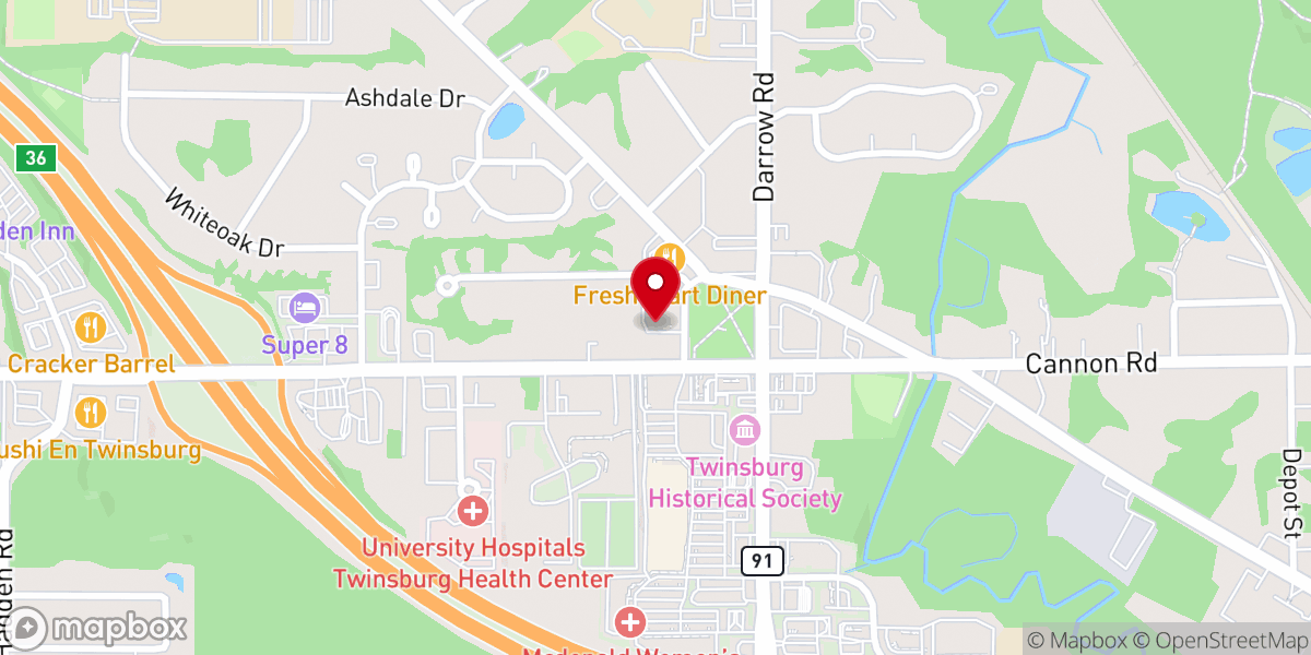 Map showing location of First Congregational Church of Twinsburg, United Church of Christ