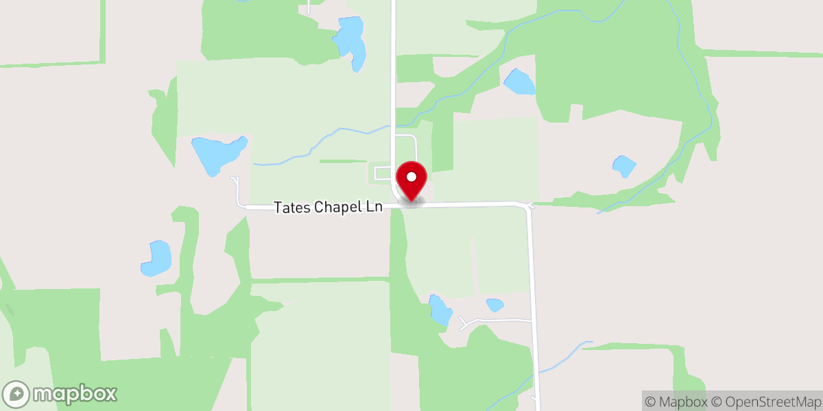 Map showing location of Tate's Chapel United Methodist Church