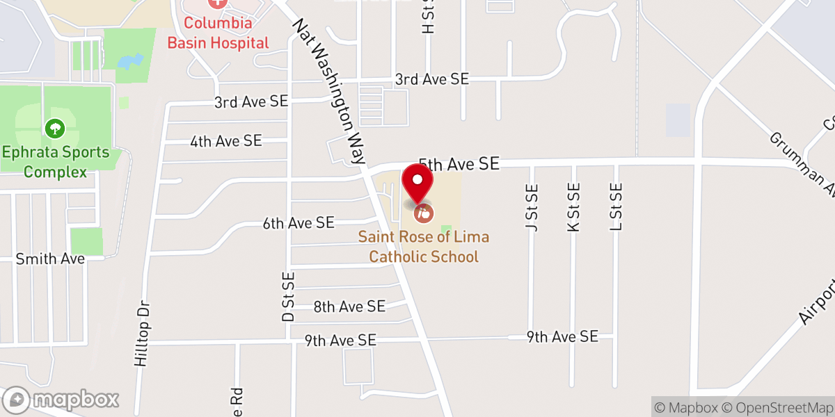 Map showing location of St. Rose of Lima Catholic School
