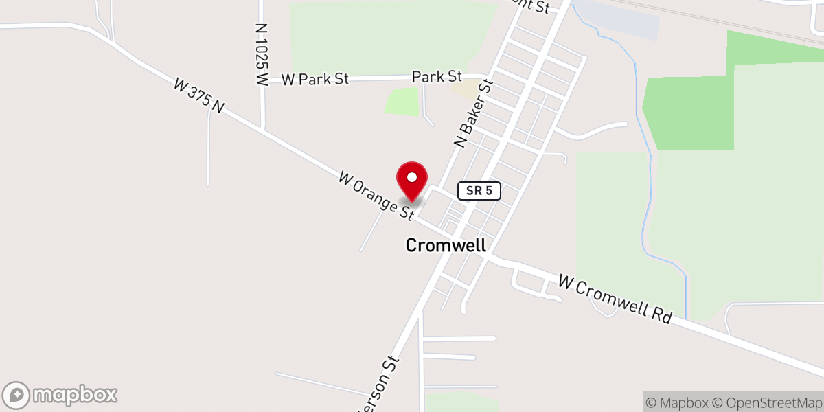 Map showing location of Cromwell United Methodist Church