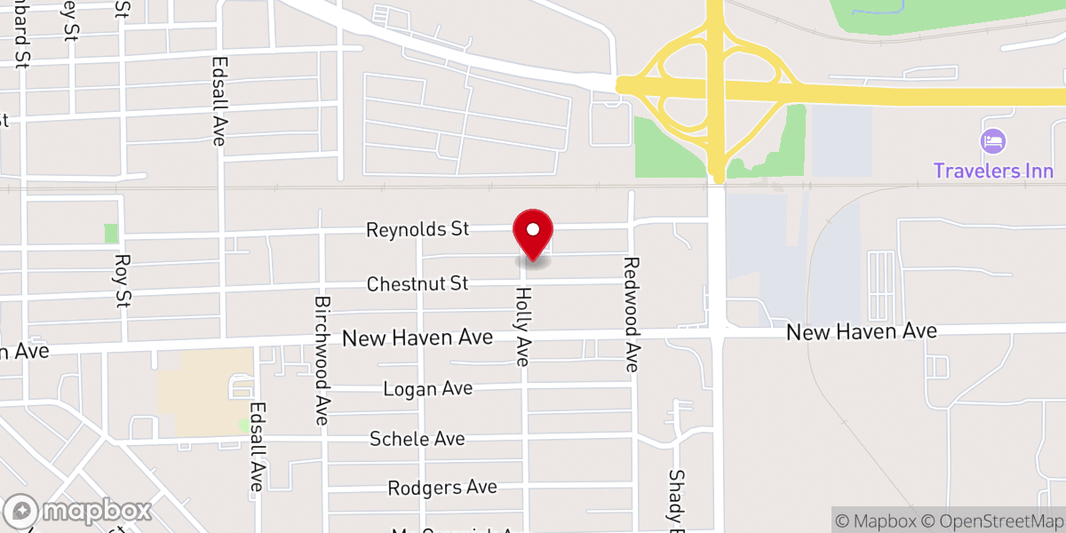 Map showing location of East Chestnut Church of Christ