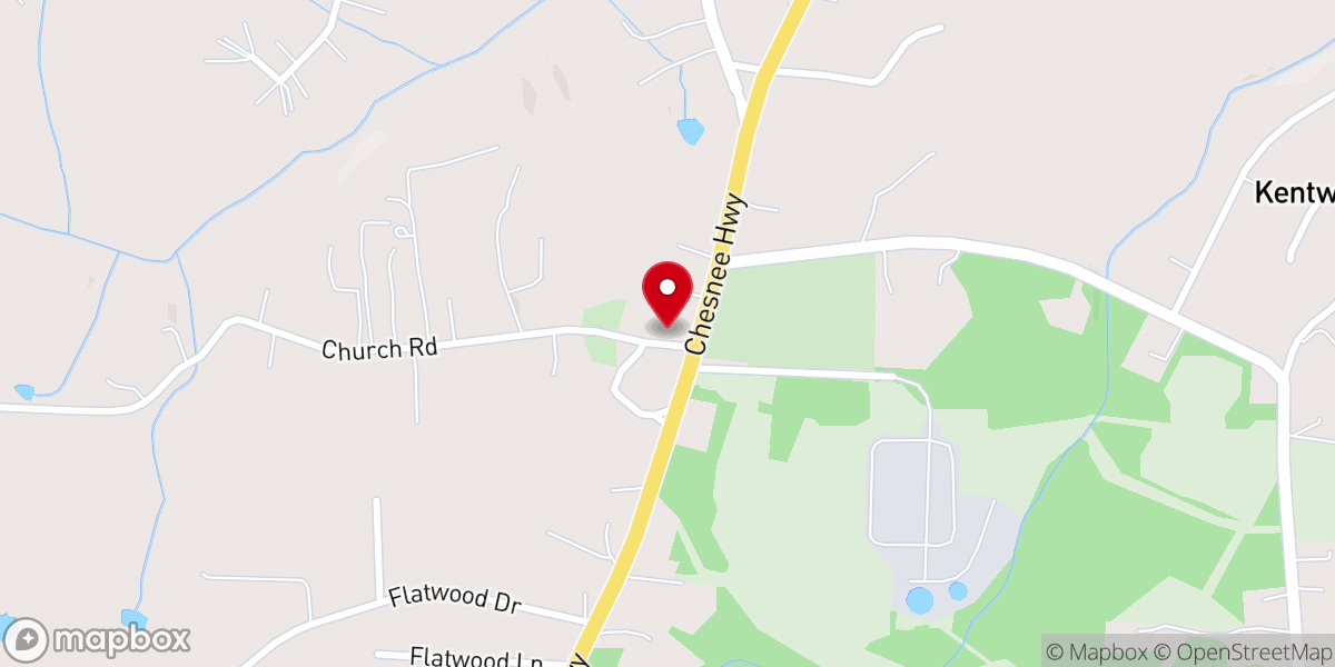 Map showing location of Cherokee Springs Baptist Church