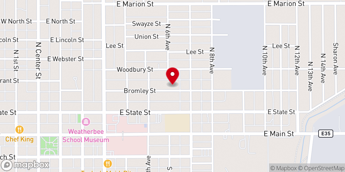 Map showing location of Second Baptist Church