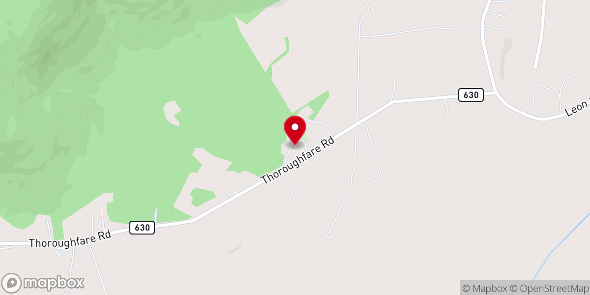Map showing location of Thoroughfare Bible Church