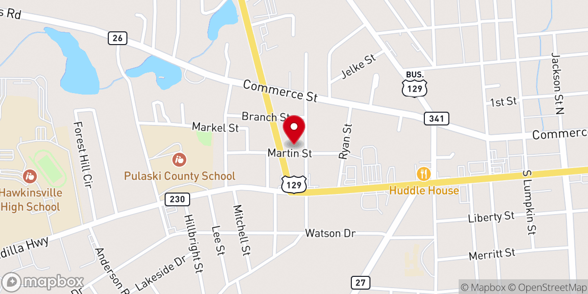Map showing location of Adriel Primitive Baptist Church