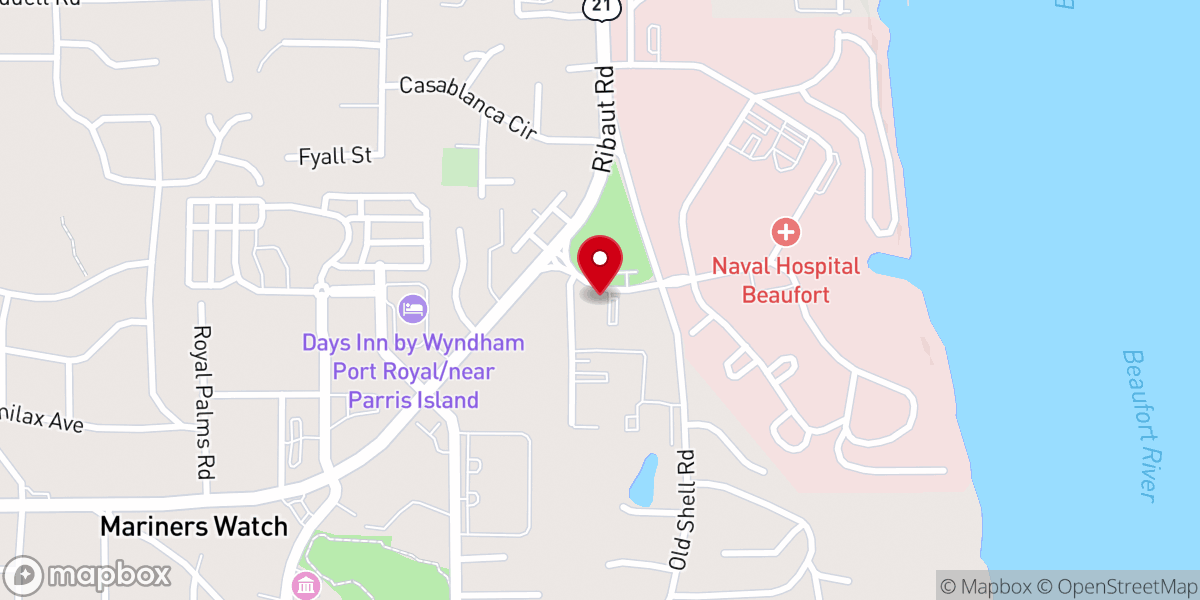 Map showing location of Port Royal Baptist Church