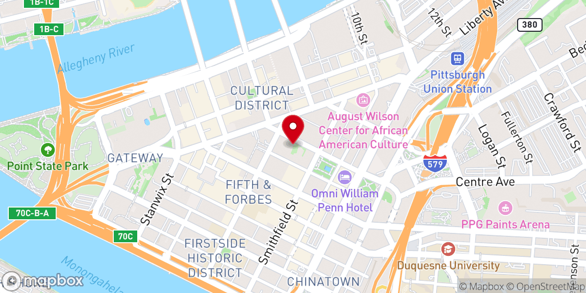 Map showing location of First Presbyterian Church of Pittsburgh