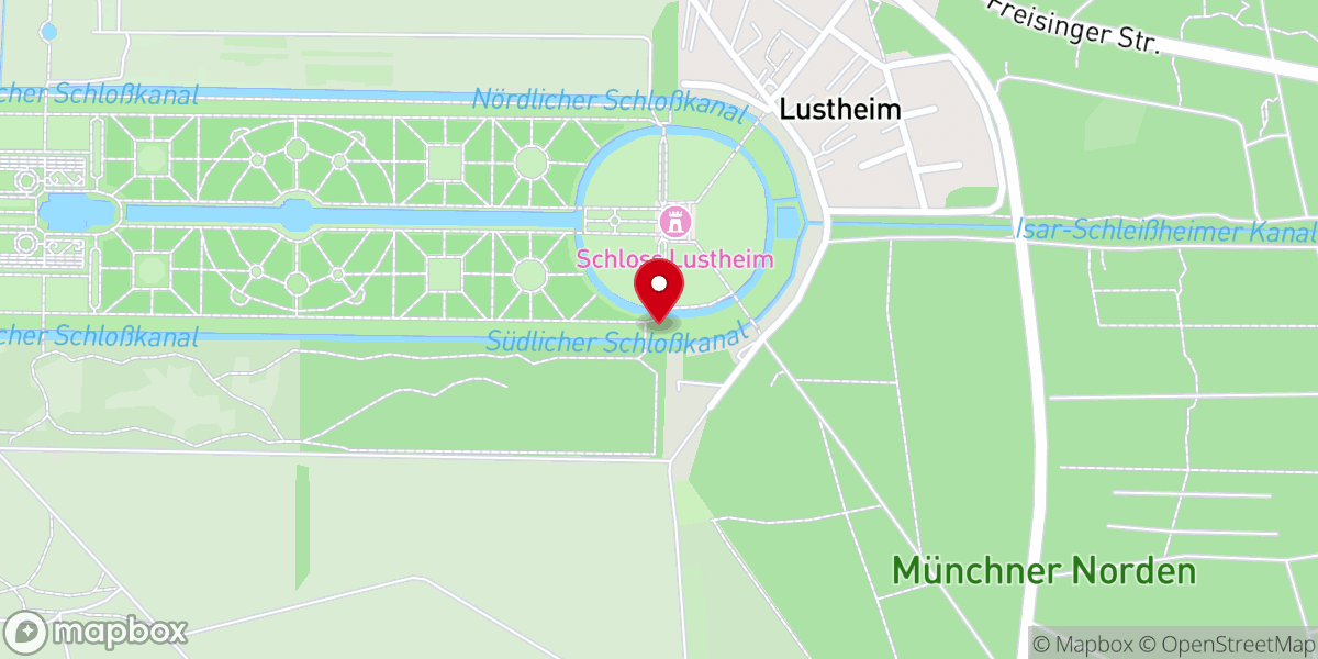 Map showing location of Renatuskapelle bei Schloß Lustheim