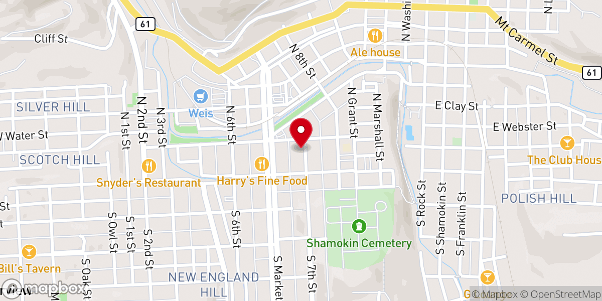 Map showing location of Seventh Street Primitive Methodist Church
