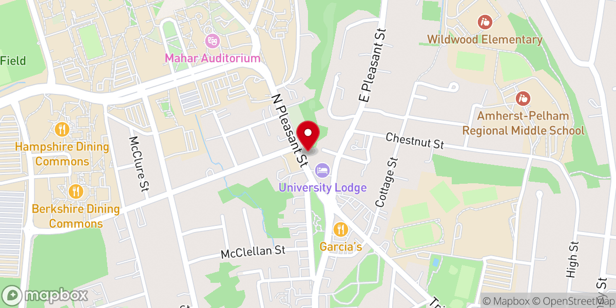 Map showing location of First Baptist Church of Amherst