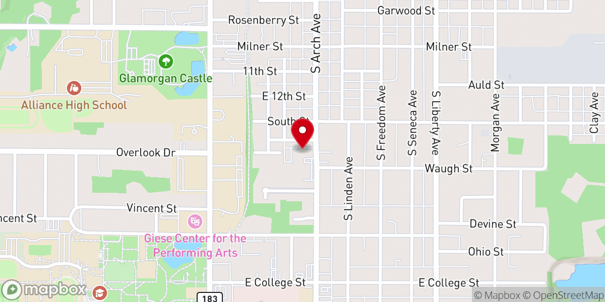 Map showing location of Alliance Church of the Nazarene