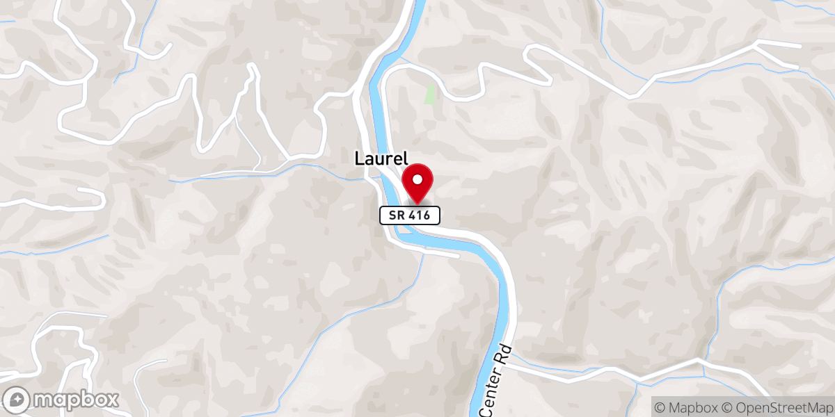 Map showing location of Laurel Branch Baptist Church