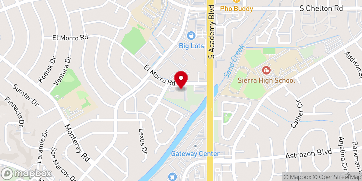 Map showing location of Pikes Peak Park Baptist Church