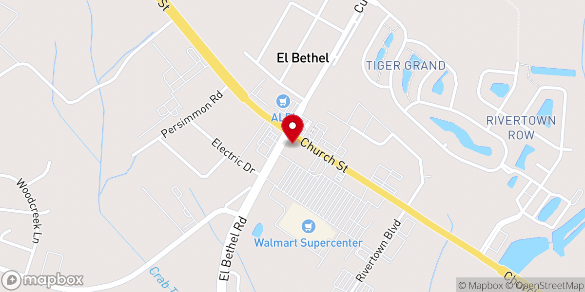 Map showing location of New El Bethel Methodist Church