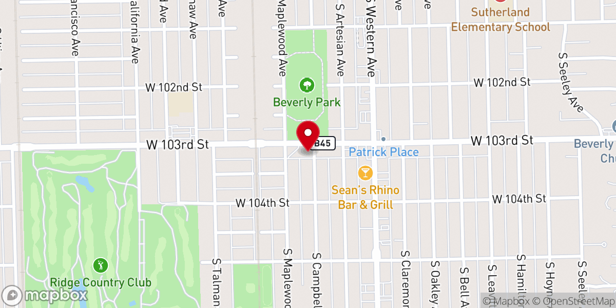 Map showing location of Ridge Evangelical Lutheran Church