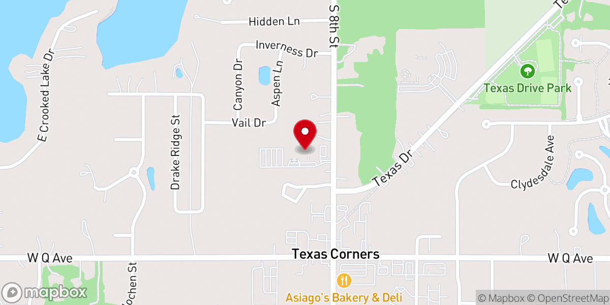 Map showing location of Texas Corners Bible Church
