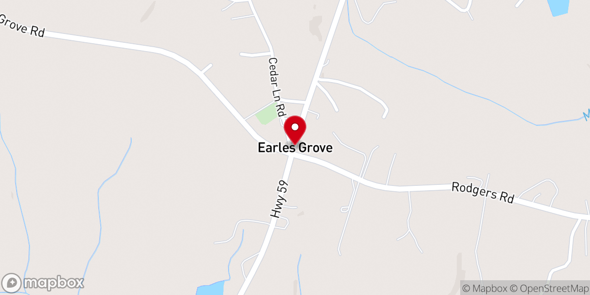 Map showing location of Earles Grove