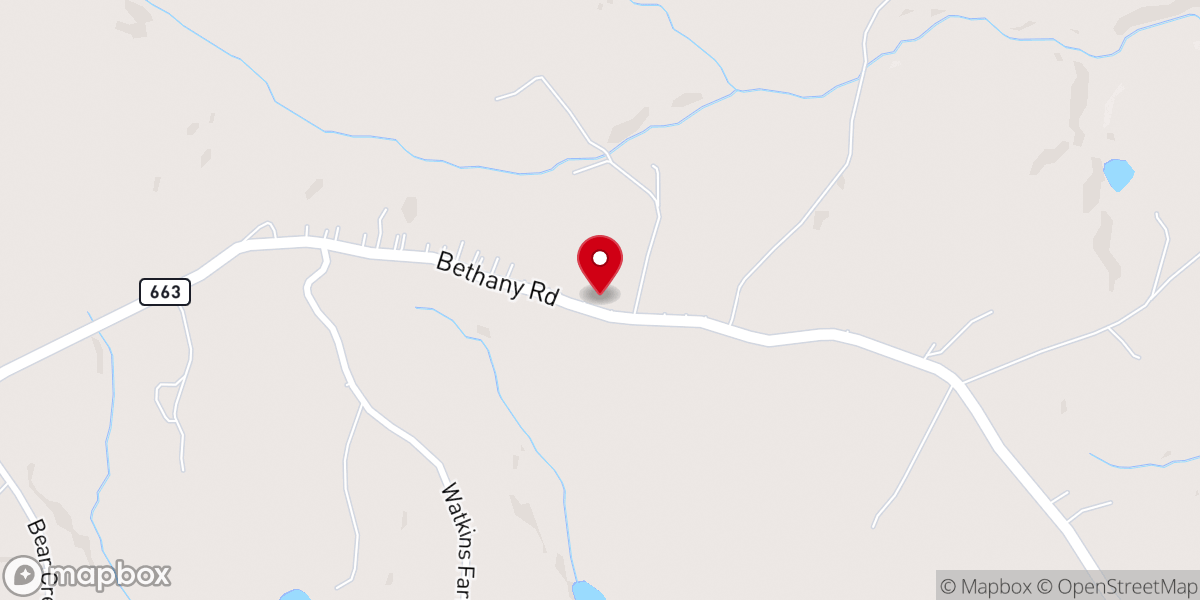 Map showing location of Bethany United Methodist Church