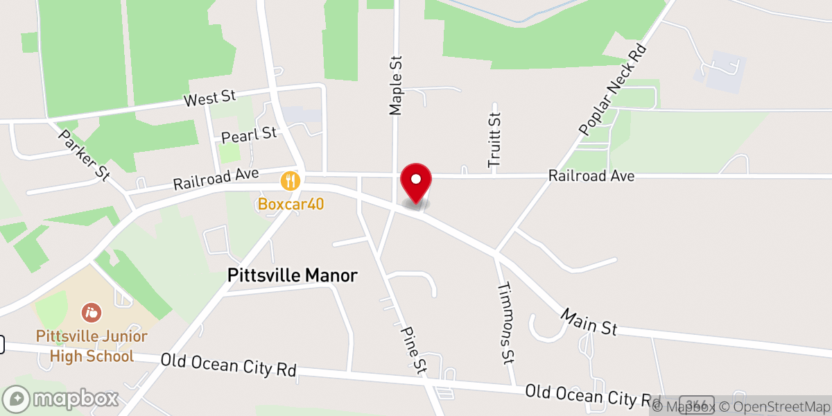 Map showing location of Pittsville Full Gospel Church