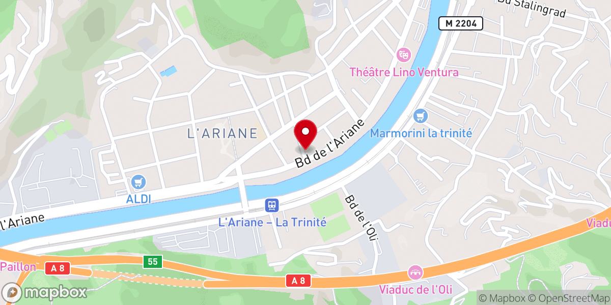 Map showing location of Eglise Evangélique Nice L'Ariane I AdD