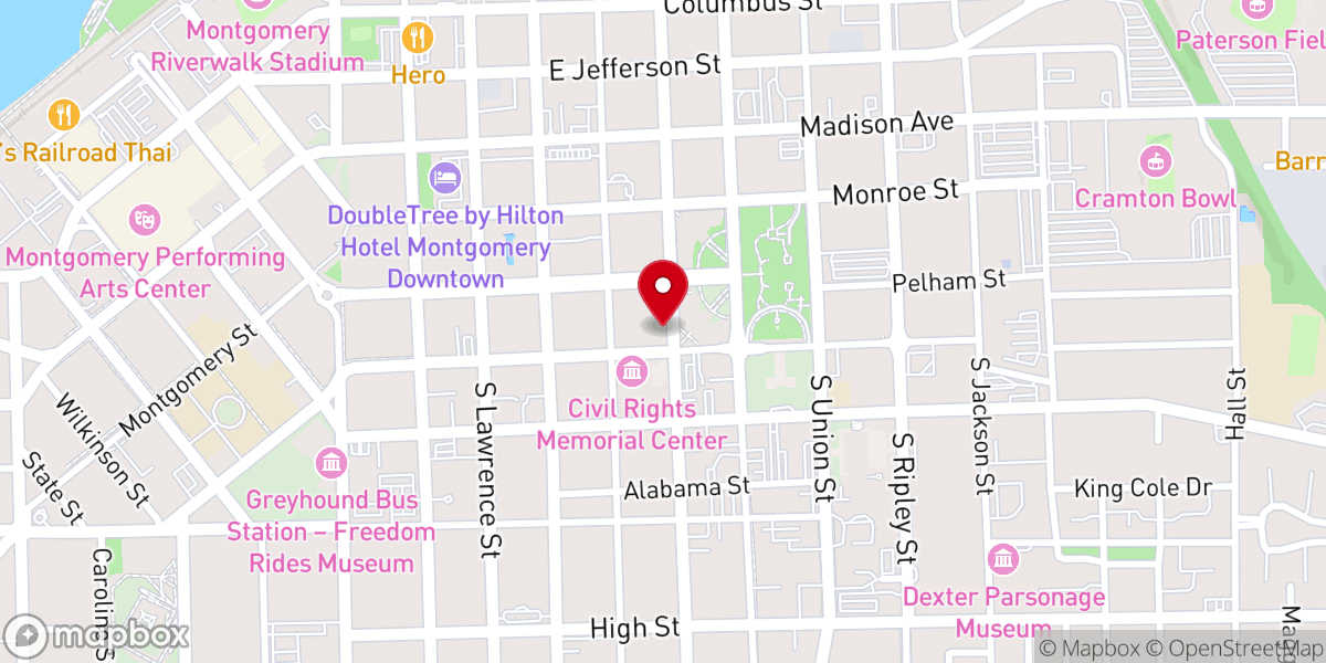 Map showing location of Dexter Avenue King Memorial Legacy