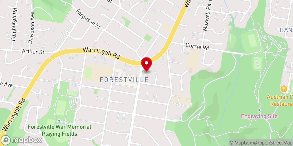 Map showing location of Northern Beaches Pentecostal Church