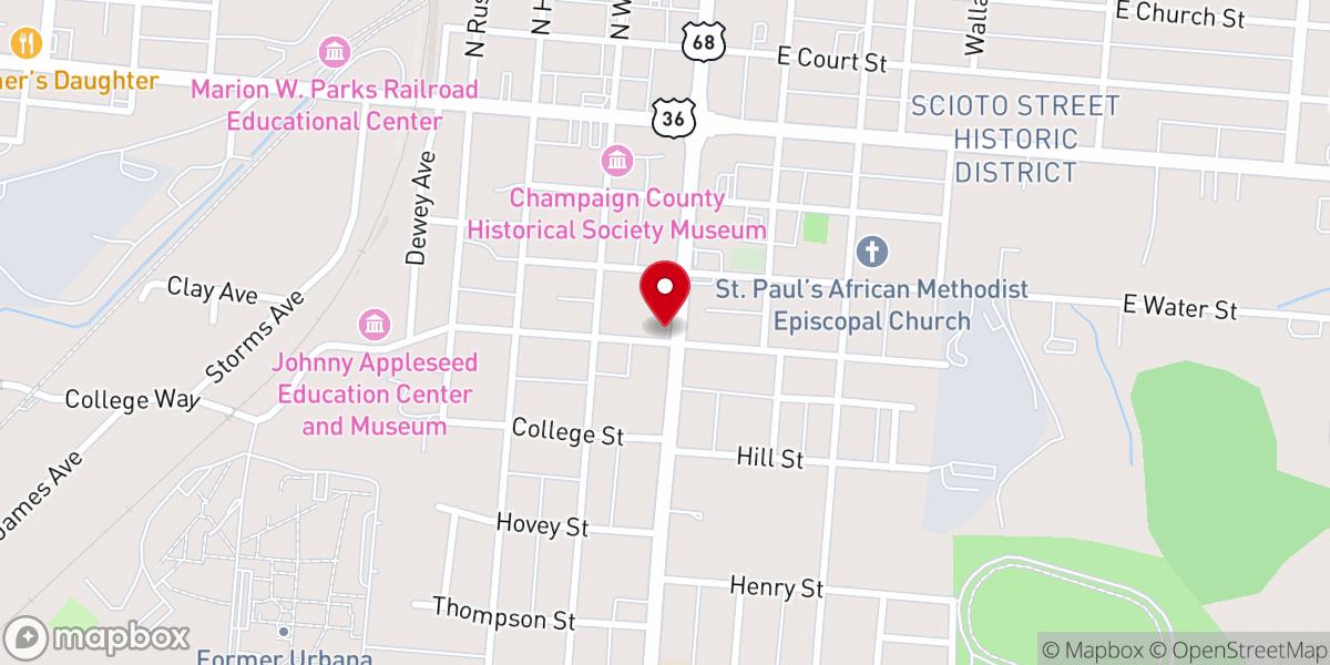 Map showing location of Urbana Swedenborgian Church
