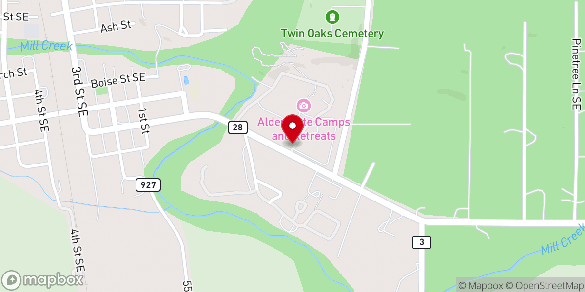 Map showing location of Aldersgate Camps & Retreats