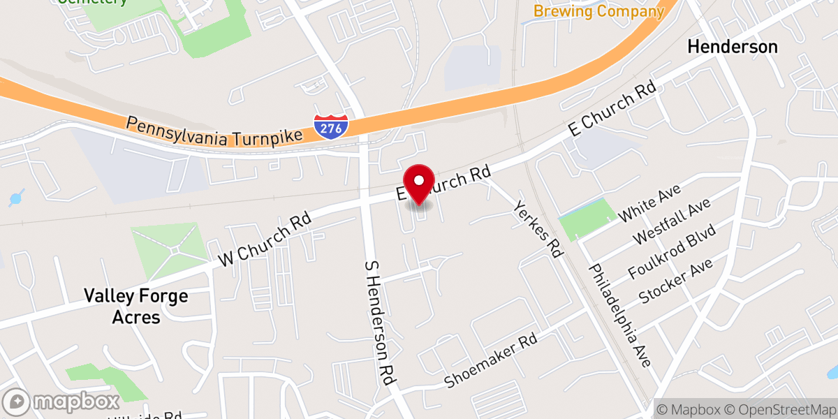 Map showing location of Hertz Car Rental - King Of Prussia - E Church Road