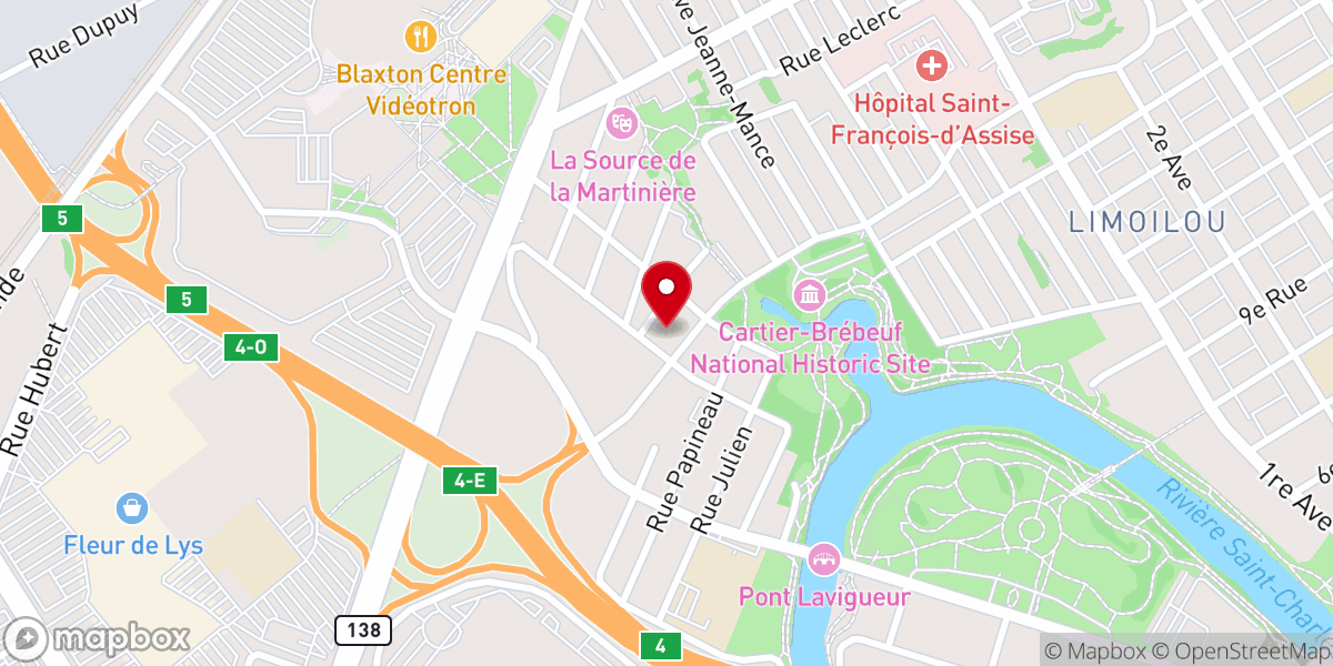 Map showing location of Church of Saint-Zéphirin-de-Stadacona