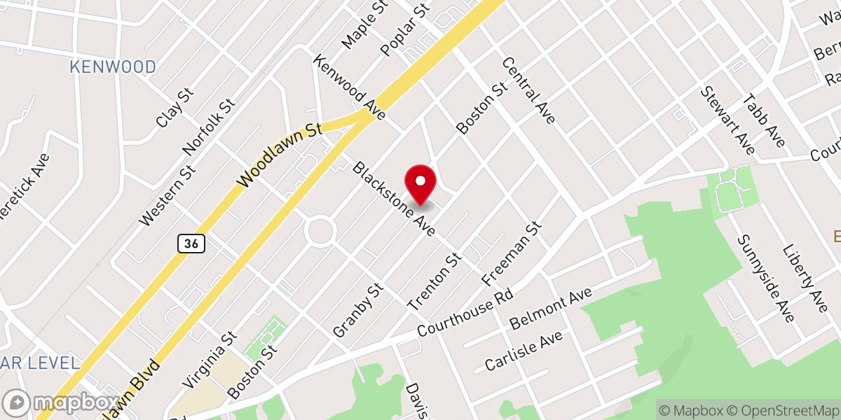 Map showing location of Woodlawn Presbyterian Church