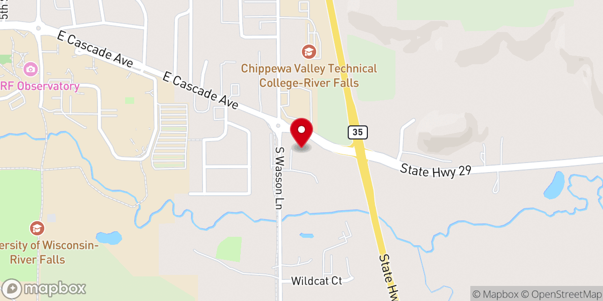 Map showing location of First Baptist Church of River Falls