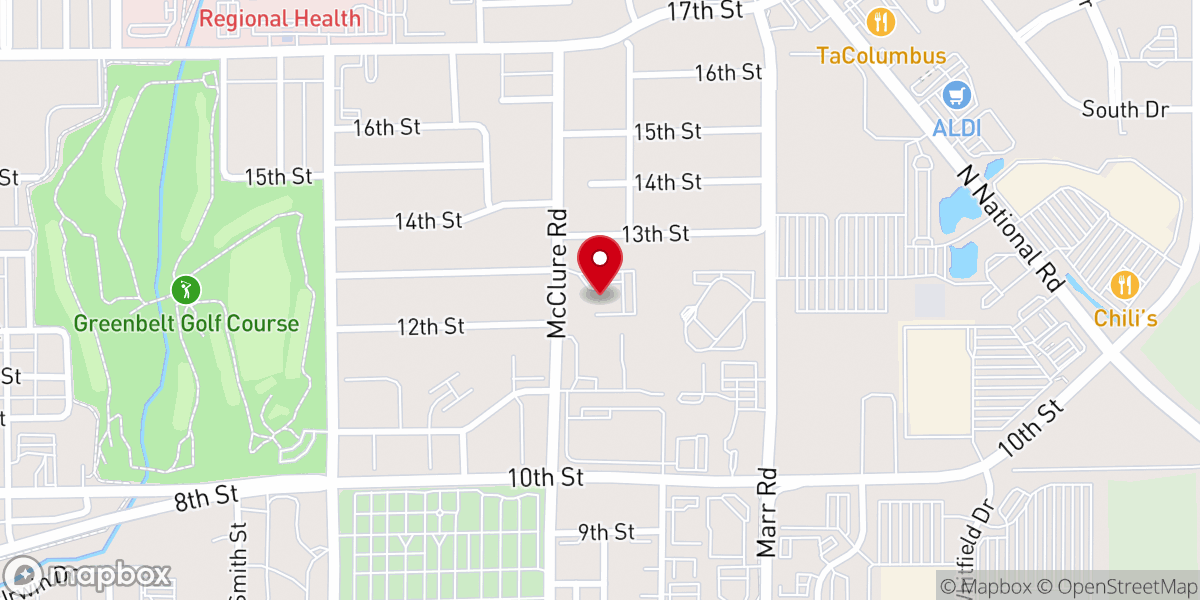 Map showing location of First Church of the Nazarene