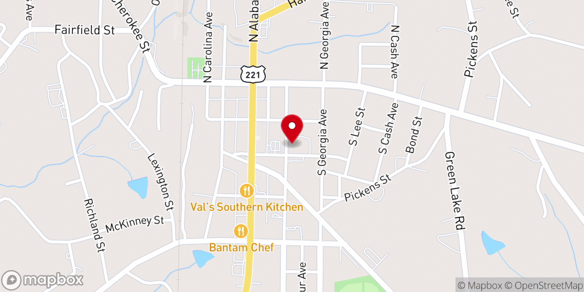Map showing location of Chesnee First Baptist Church