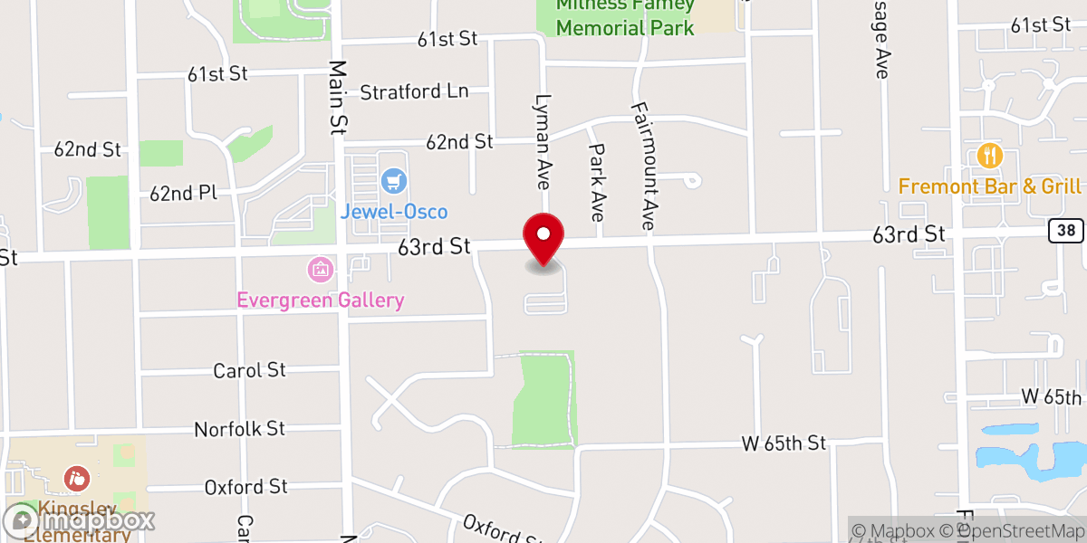 Map showing location of First Christian Church of Downers Grove