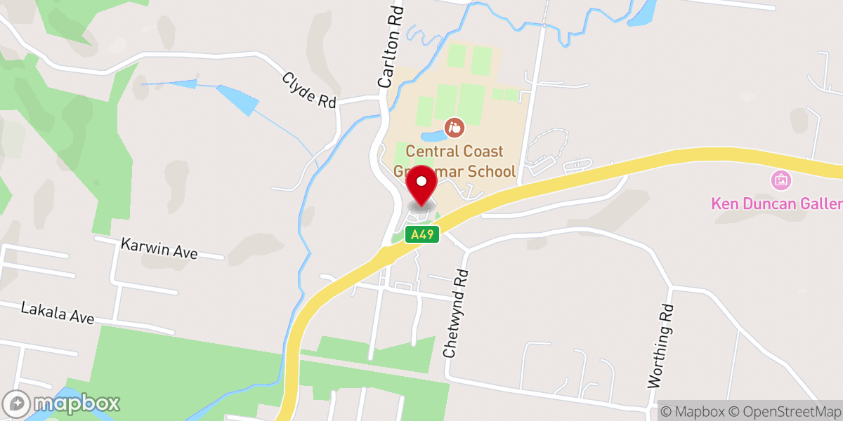 Map showing location of Erina Community Baptist Church