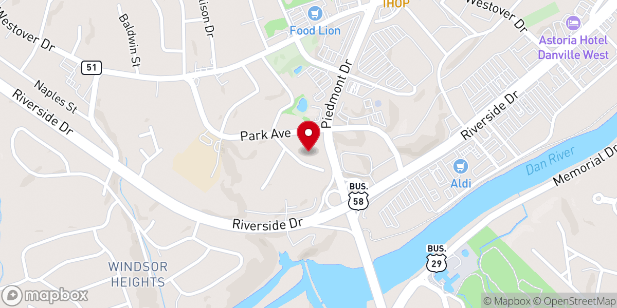 Map showing location of Riverview Baptist Church