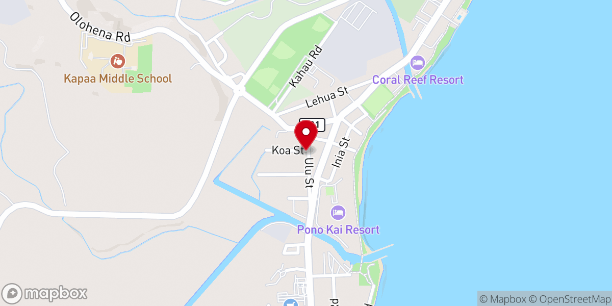Map showing location of Kapaa United Church of Christ