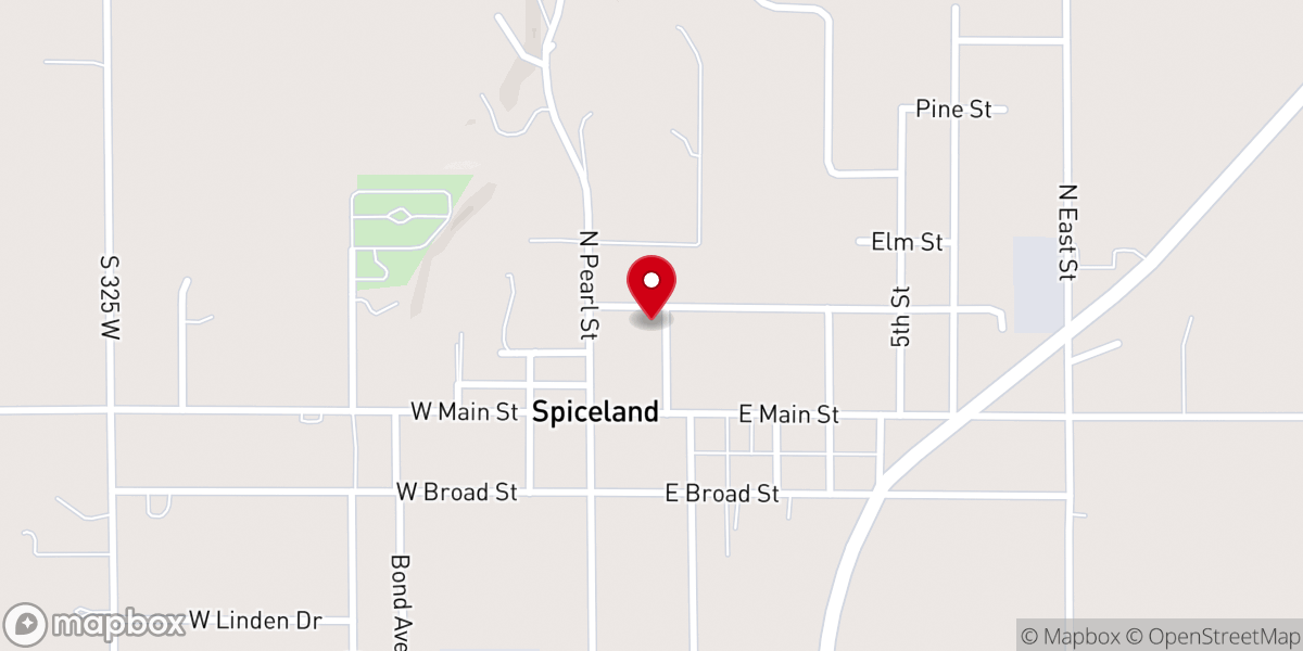 Map showing location of Spiceland United Methodist Church