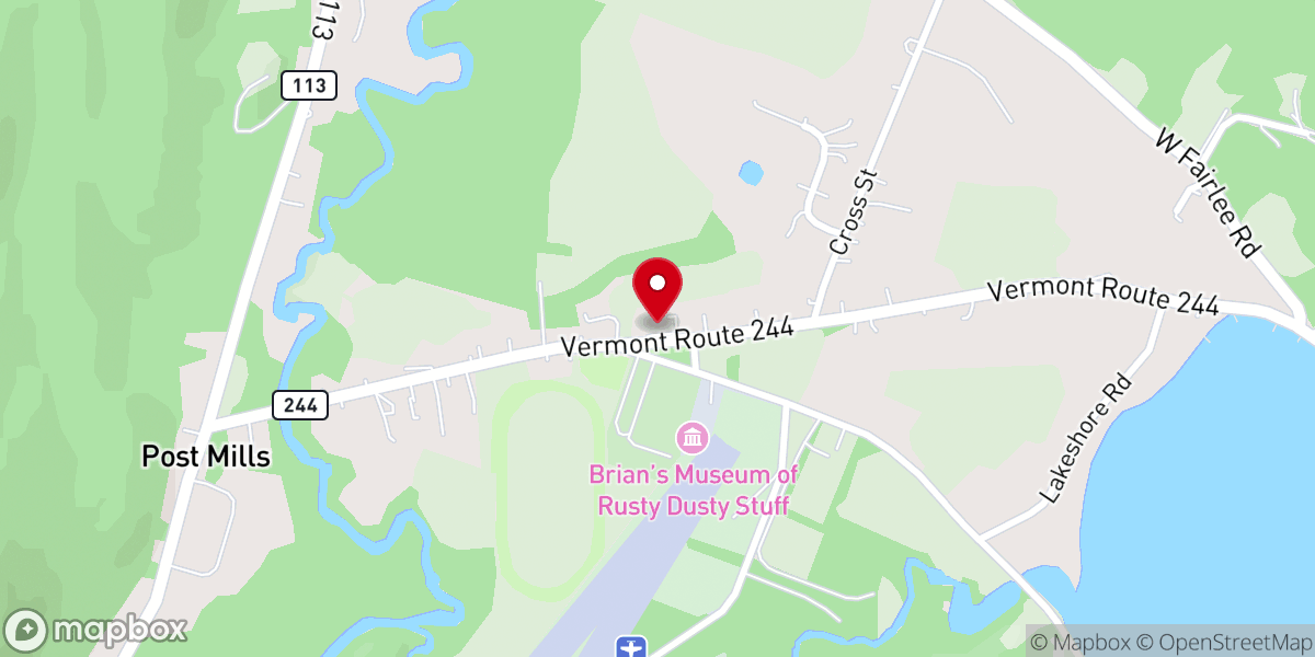 Map showing location of Post Mills Congregational Church