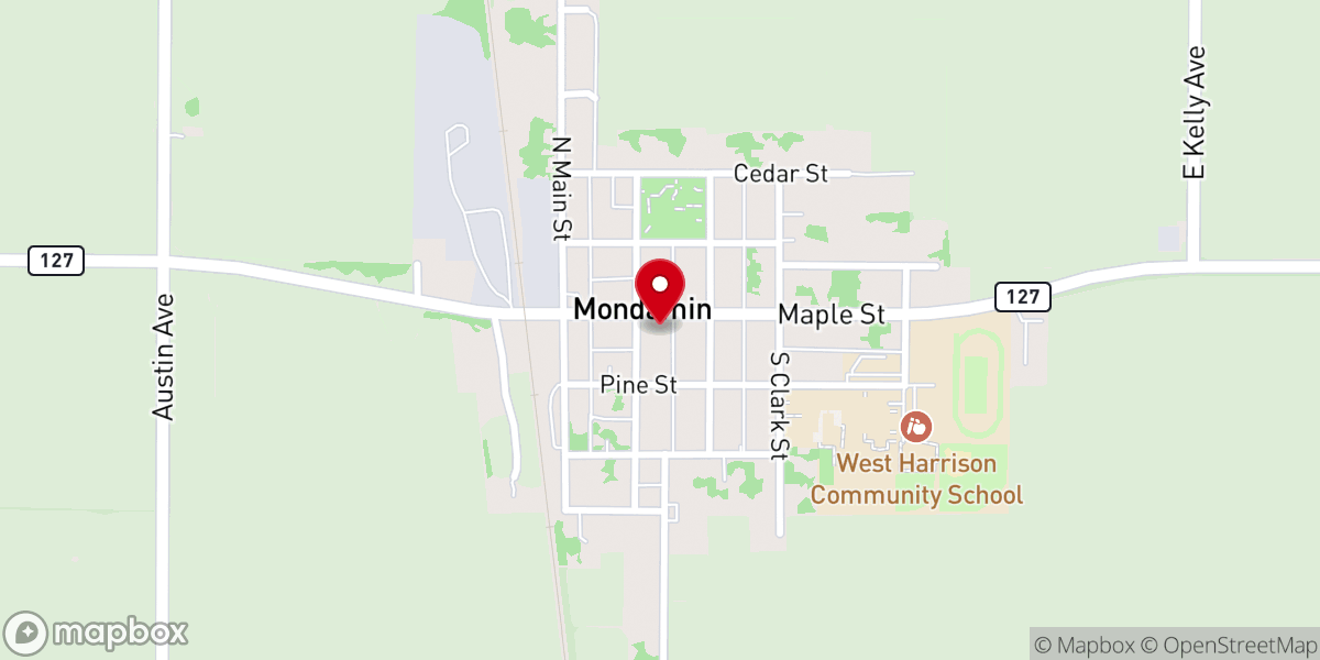 Map showing location of Mondamin Community Center