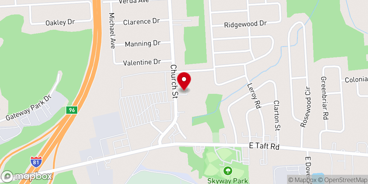 Map showing location of North Syracuse Christian Church