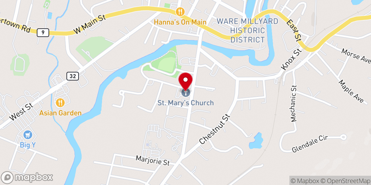 Map showing location of St Mary's Catholic Church