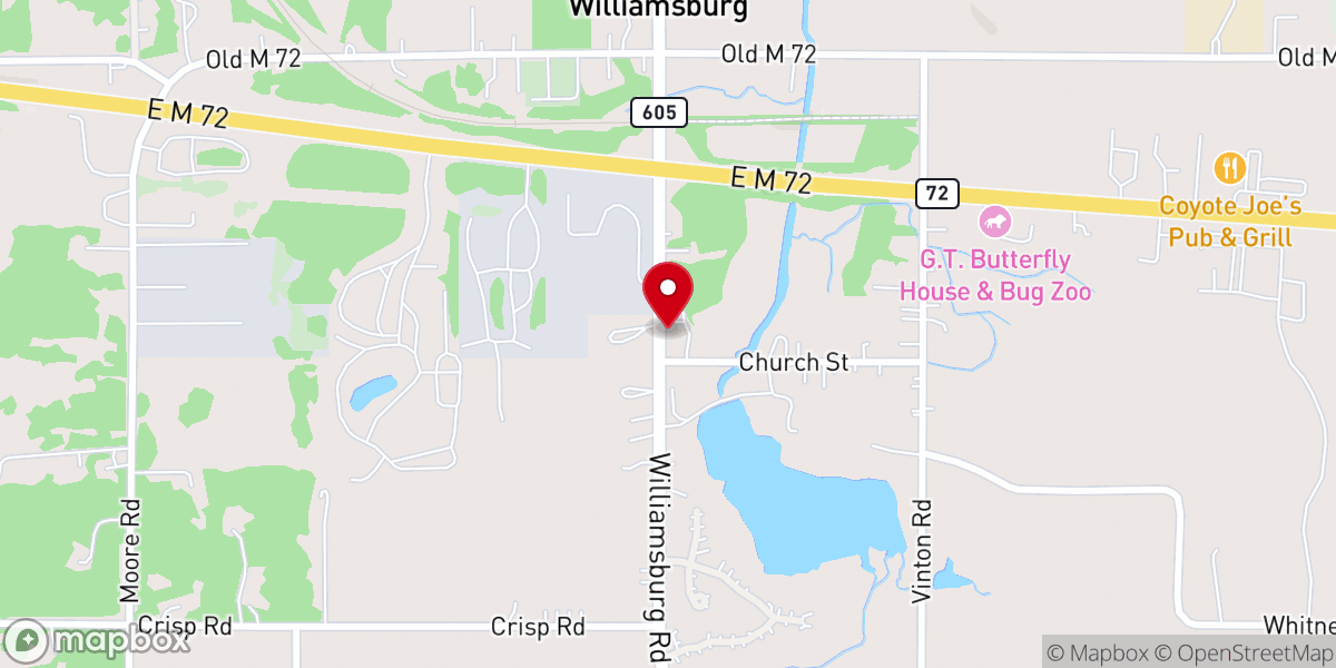 Map showing location of Williamsburg United Methodist
