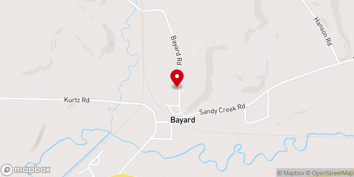 Map showing location of Bayard United Methodist Church