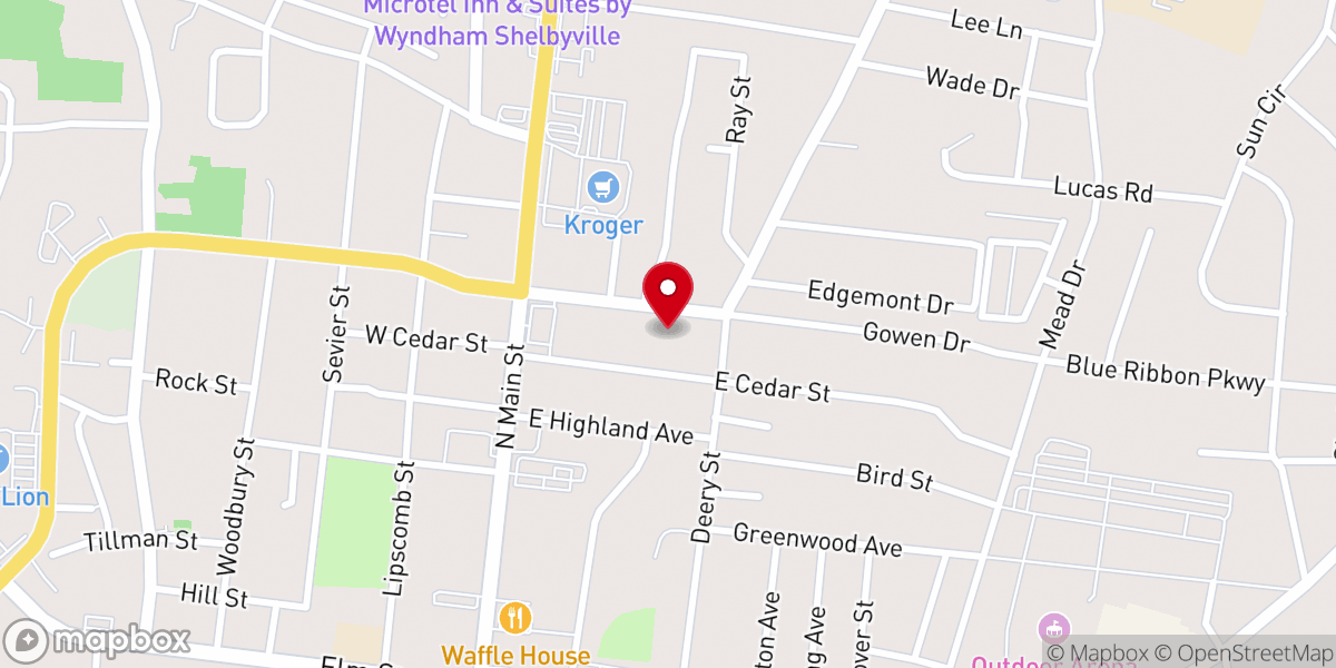 Map showing location of Edgemon Baptist Church