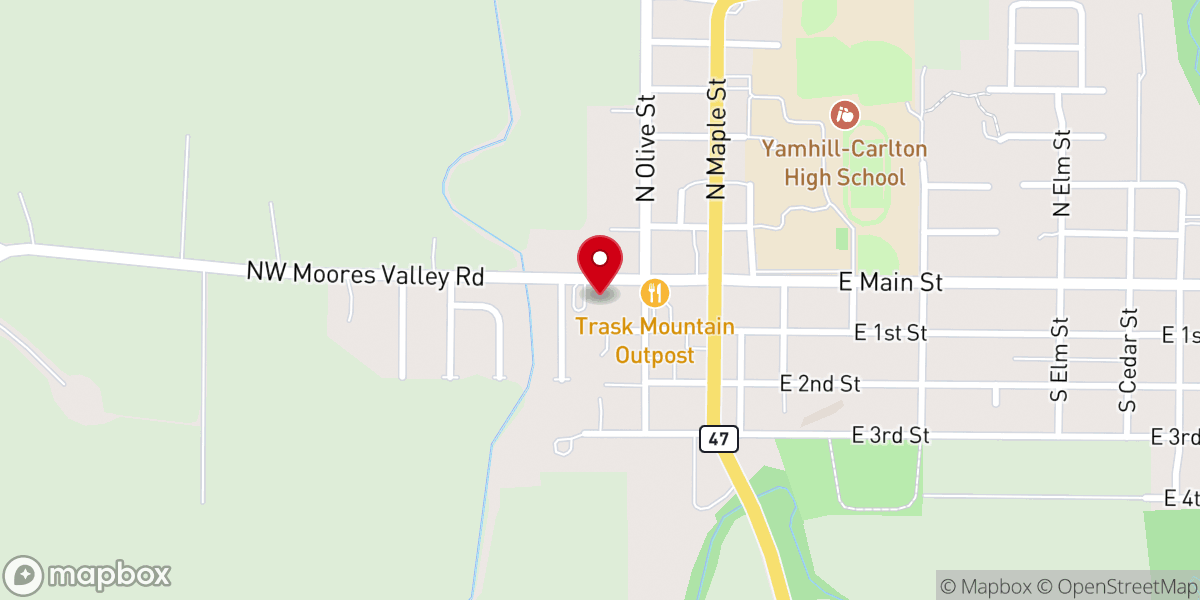 Map showing location of Yamhill Christian Church