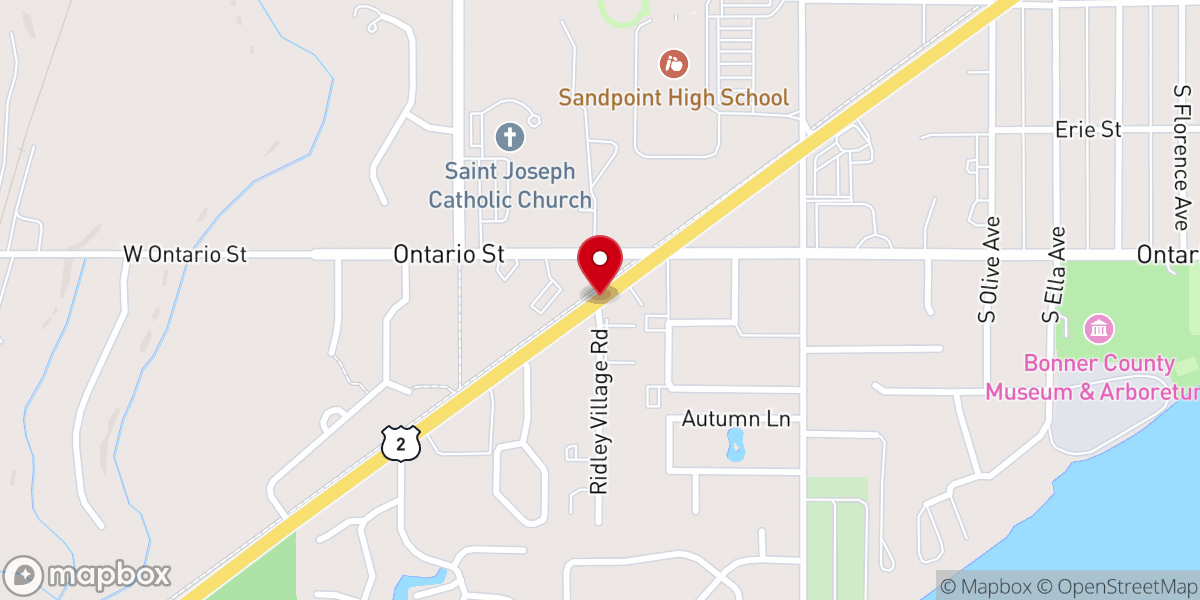 Map showing location of Mountain Springs Church - Sandpoint, ID
